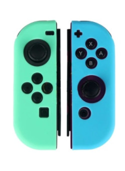 Силиконовые чехлы для 2-х контроллеров Joy-Con (зеленый и голубой) (Nintendo Switch)